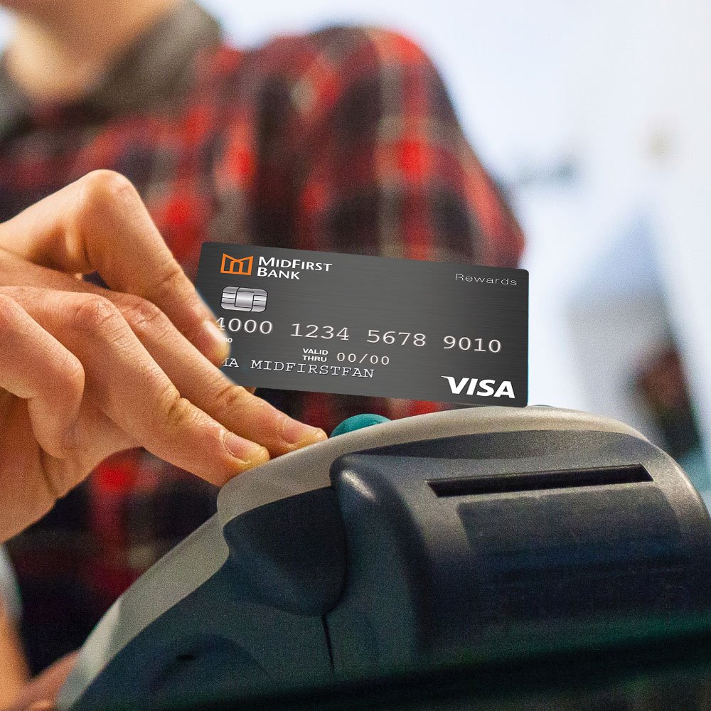 Image of person using MidFirst card at checkout