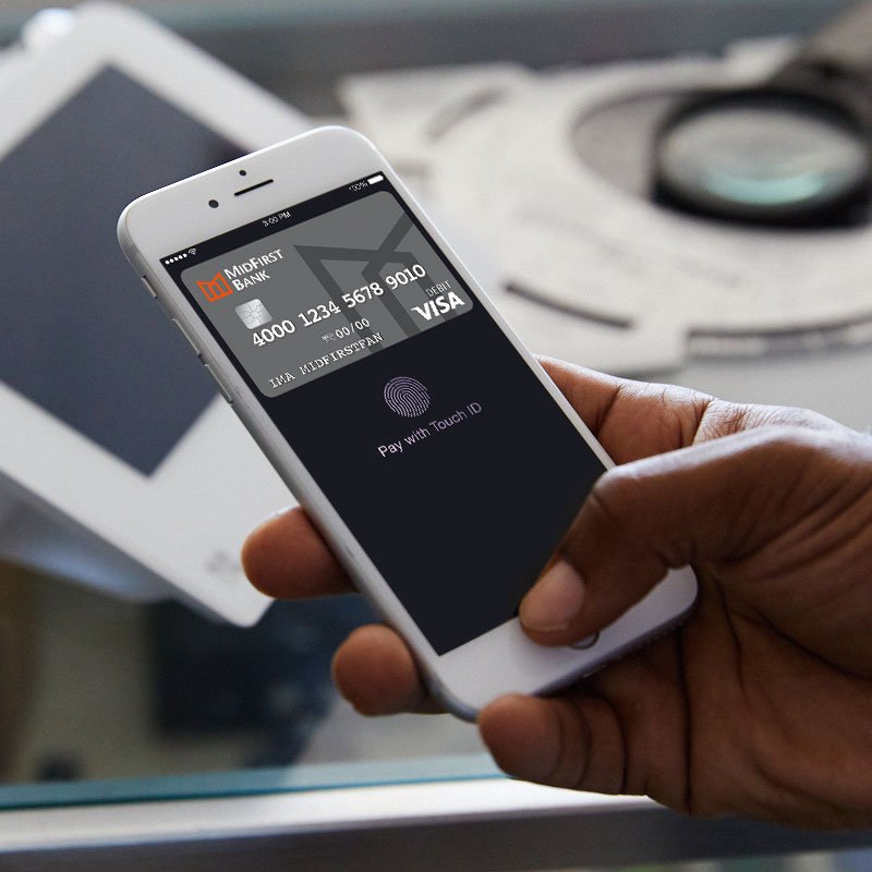 Image of MidFirst card being used in Apple Pay